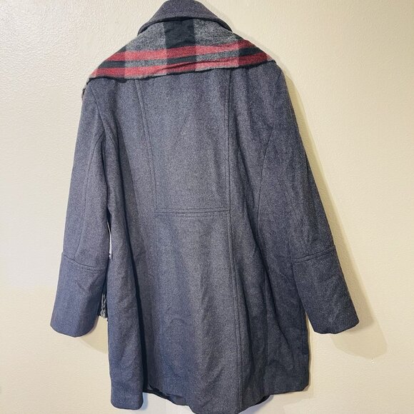 London Fog Wool Blend Fall/ Winter Coat With Scarf Pea Coat Gray Women’s XXL NWT - Picture 3 of 7